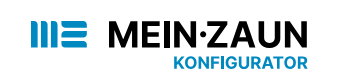 Logo von Mein-Zaun-Konfigurator mit blauen und schwarzen Schriftzügen auf weißem Hintergrund.